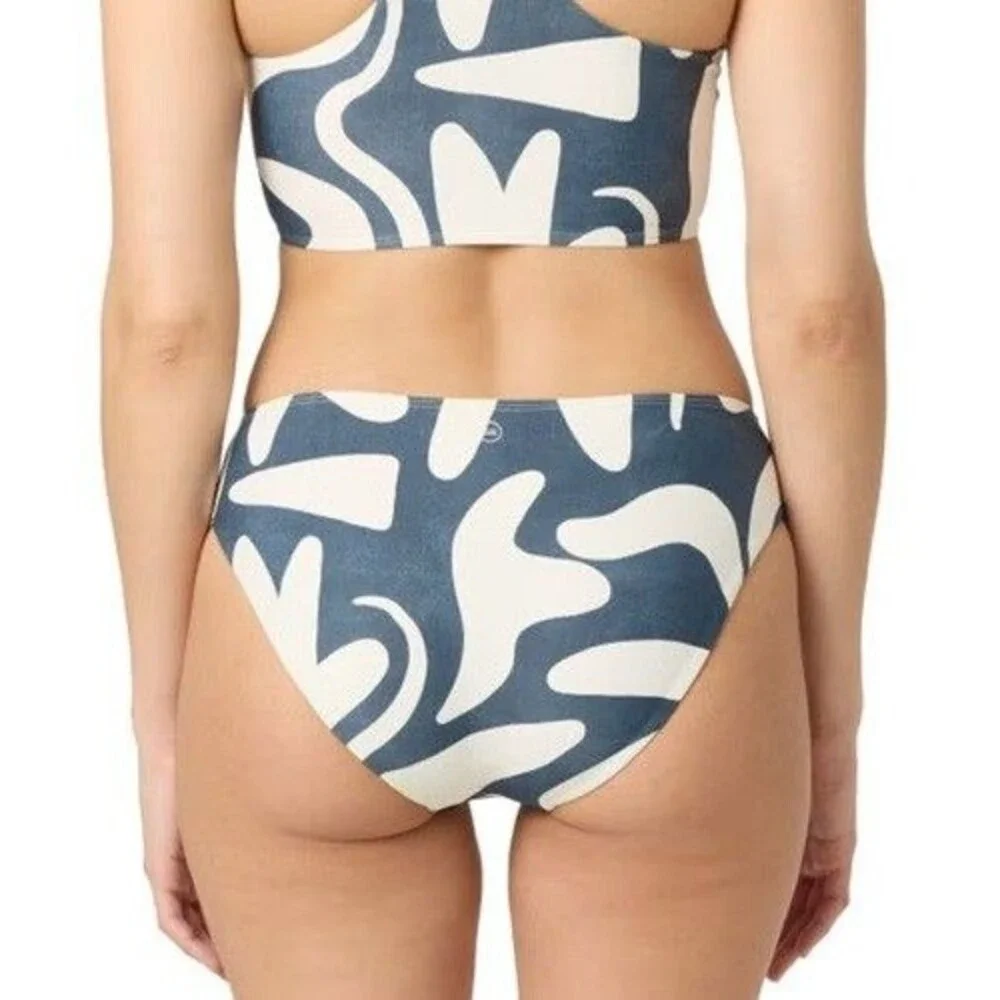 Sol Angeles Bikini Set Small S Navy Malibu High Neck Top & Mid Rise Bottom NWT